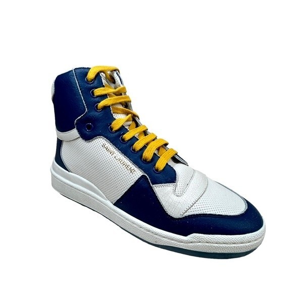 NEW Saint Laurent SL24 Mid Top Sneakers Blue and Off White 40.5 / 10.5 YSL - Picture 4 of 13